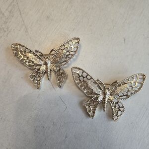 Vintage Sarah Coventry Butterfly Brooch Pins Gold Tone Filigree Lot of 2